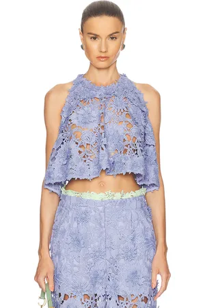 AKNVAS Lola Floral Lace Top in - Purple. Size L (also in M, S, XS).