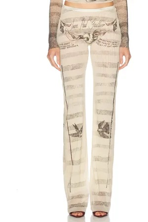 Jean Paul Gaultier Tattoo Mariniere Trouser in Ecru Black & Red - White,Black. Size S (also in XS).