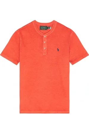 Ralph Lauren Short Sleeve Slub Jersey Henley T-Shirt in - Red. Size L (also in M, S, XL/1X).