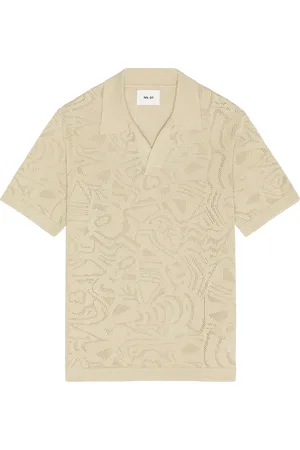 NN.07 Ryan Flower Polo in - Tan. Size L (also in M, S, XL/1X).