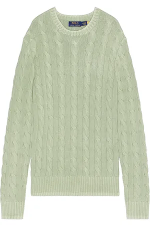 Ralph Lauren Garment Dyed Cable Knit Crewneck Sweater in - Sage. Size L (also in M, S, XL/1X).