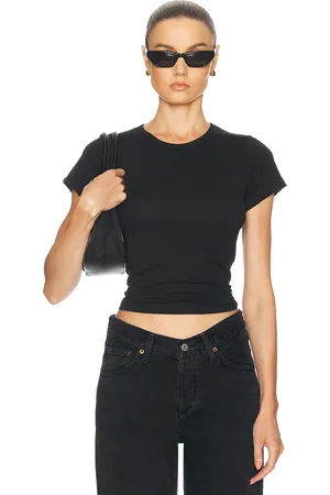 ÉTERNE Fitted Crewneck Short Sleeve Top in - . Size L (also in M, S, XL, XS).