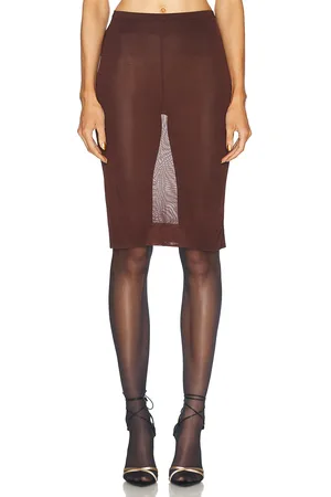 Saint Laurent Sheer Midi Skirt in - Wine. Size S (also in ).