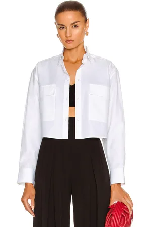 Alaïa Cotton Poplin Long Sleeve Top in - White. Size 42 (also in ).