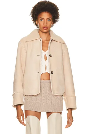 Loulou de Saison Vika Shearling Jacket in - Ivory. Size L (also in ).
