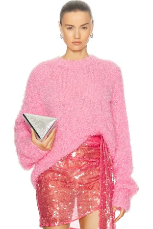 LAPOINTE Textured Mohair Long Sleeve Crewneck Pullover Sweater in - Pink. Size S (also in ).