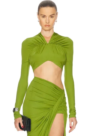 Atlein V-Neck Cropped Top in - Green. Size 40 (also in ).