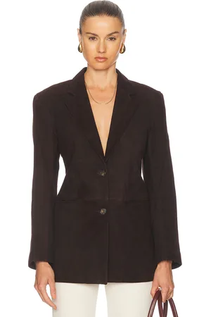 Dagmar Slim Suede Blazer in - Chocolate. Size 32 (also in 34, 36, 38).