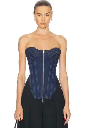 Jean Paul Gaultier Denim Corset Top in - Blue. Size 38 (also in ).