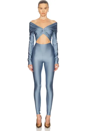 The Andamane Kendall Off Shoulder Jumpsuit in - Baby Blue. Size L (also in M, S, XS).
