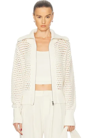 Varley Eloise Full Zip Knit Sweater in - Cream. Size S (also in ).