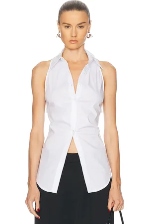 SIMON MILLER Loch Sleeveless Poplin Button Up Top in - Ivory. Size L (also in M).