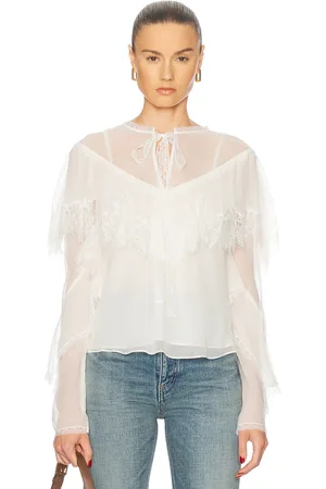 LOVESHACKFANCY Afton Blouse in - . Size L (also in M, S, XS).