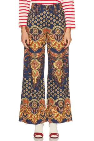 VALENTINO Paisley Imaginaire Pant in Indaco Arancio & Giallo - Brown. Size 24 (also in 25, 26).
