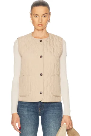 Varley Karla Quilted Gilet in - Taupe. Size L (also in M, S, XS).