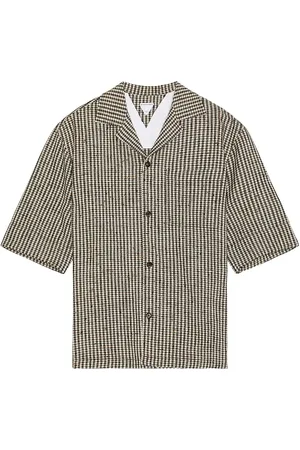 Bottega Veneta Camp Shirt in Talc Brown & Black - Grey. Size 50 (also in ).