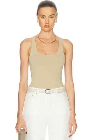 Totême Compact Knit Tank Top in - Beige. Size L (also in M, S, XL).