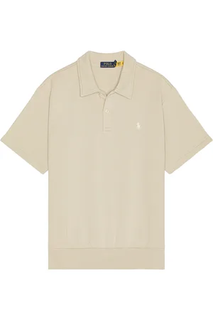 Ralph Lauren Short Sleeve Loopback Terry Polo Sweatshirt in - Beige. Size L (also in M, XL/1X).