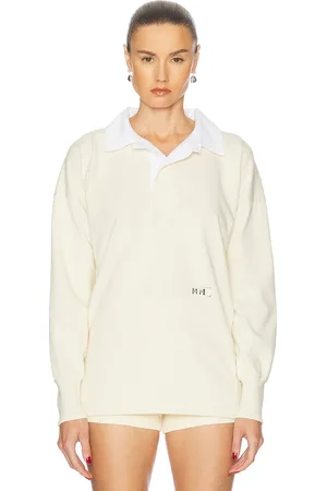 Maison Margiela Long Sleeve Polo Top in - Cream. Size L (also in M, S, XS).