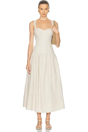 Nicholas Makenna Drop Waist Corset Midi Dress in - Neutral. Size 0 (also in 2, 4, 6, 8).