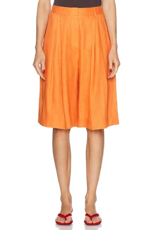 Staud Cruz Linen Short in - Orange. Size 0 (also in 2, 4, 8).