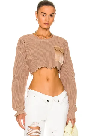 SER.O.YA Cropped Devin Sweater in - Tan. Size L (also in ).