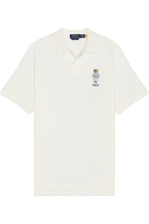 Ralph Lauren Short Sleeve Artisan Mesh Novelty Bear Polo in - White. Size L (also in M, S, XL/1X).