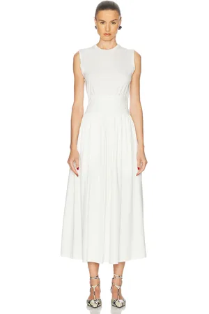 Totême Sleeveless Cotton Tee Dress in - Ivory. Size L (also in XS).
