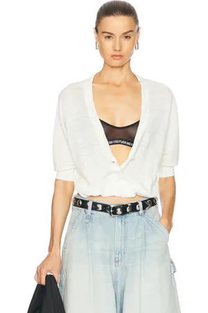 R13 Elbow Sleeve Balloon Cardigan in - Cream. Size L (also in M, S, XS).