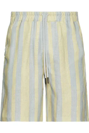 Oas Mist Strata Nicola Linen Shorts in - Blue,Yellow. Size L (also in M, S).