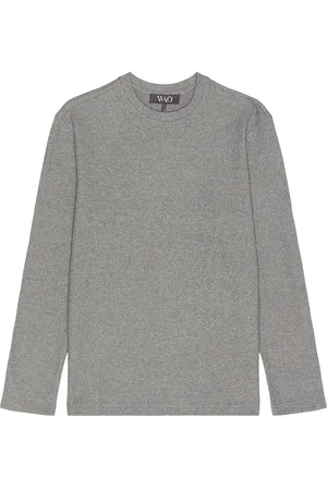 WAO The Textured Long Sleeve Tee in - Grey. Size L (also in M, S, XL/1X).