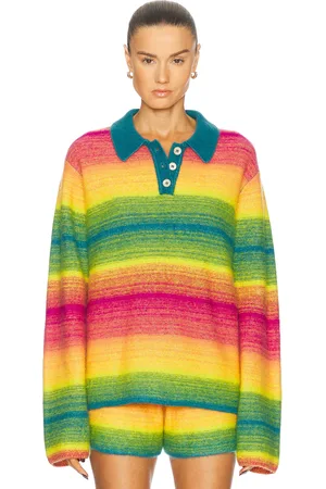 THE ELDER STATESMAN Rugby Sweater in - Yellow,Green. Size L (also in M, S, XS).