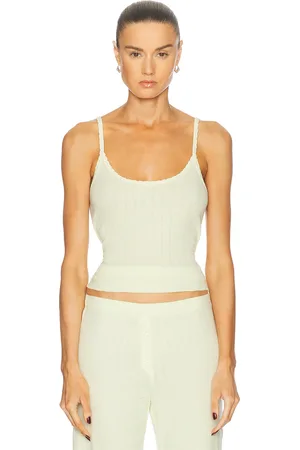 Leset Pointelle Classic Tank Top in Chapel in - Lemon. Size S (also in ).