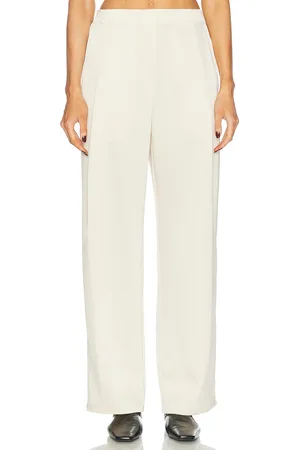 Leset Barb Pleated High Waist Pant in - Cream. Size L (also in M, S, XS).