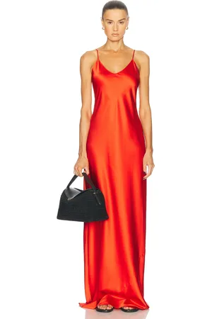 ÉTERNE Mila Silk Maxi Dress in - Red. Size L (also in ).