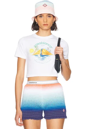 Casablanca Printed Baby Tee in - White. Size L (also in M, S, XS).