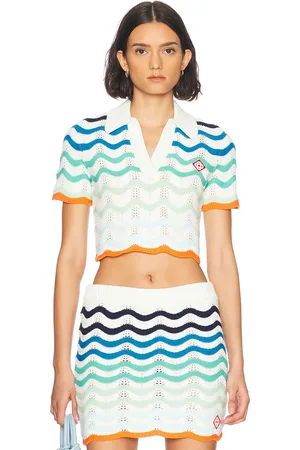 Casablanca Wavy Crochet Top in - White. Size L (also in XS).