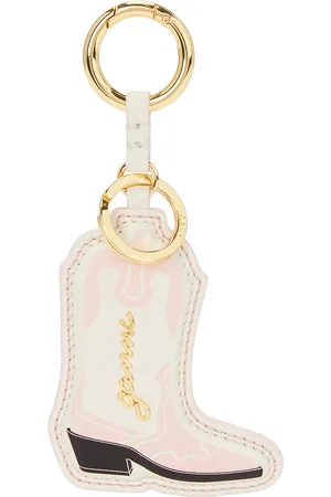 Ganni Western Boot Keyring in - White,Rose. Size all.