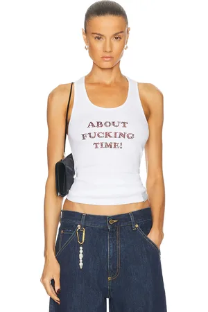 Stella McCartney About F* Time Tank Top in - White. Size L (also in M, S).