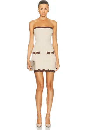 Retrofete Mavis Knit Dress in Metallic Chestnut & Metallic Bone in - Ivory. Size L (also in M, S, XL, XS).