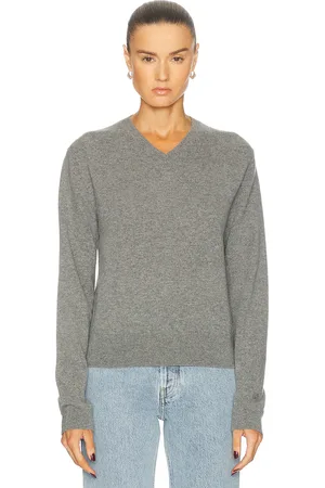 Totême Classic V Neck Sweater in - Grey. Size L (also in ).
