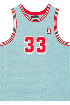 rice nine ten Knitted Basketball Tank Top in - Baby Blue. Size 1 (also in 2).