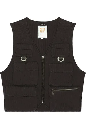 rice nine ten Knitted Fishing Vest in - Black. Size 1 (also in 2).