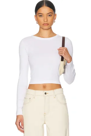 ENZA COSTA Supima Baby Rib Long Sleeve Cropped Top in - . Size L (also in M, S, XL, XS).