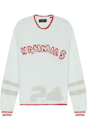 Nahmias Graduation Knit Boxy Crew Neck Sweatshirt in - Slate. Size L (also in M, XL/1X).