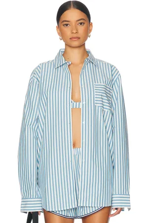 Solid The Avril Button Down Top in - Baby Blue. Size XS (also in ).