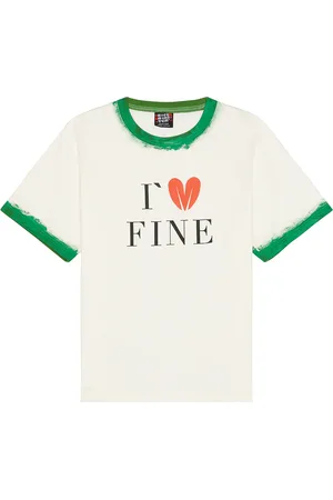 rice nine ten Hand Painted Ringer Tee in - White. Size 1 (also in ).