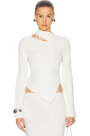 Cult Gaia Tayla Knit Top in - White. Size L (also in M, S, XS).