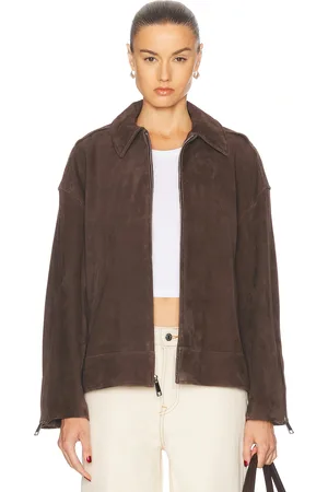 GRLFRND Alek Suede Jacket in - Chocolate. Size M (also in S, XL).