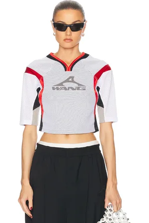 Alexander Wang Graphic Shrunken Combo Jersey Top in - White. Size S (also in ).